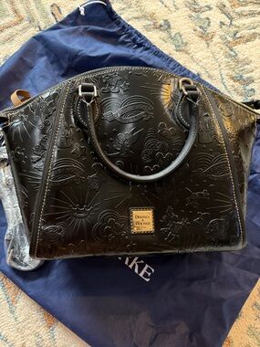Disney Sketch Dooney & Bourke Black Embossed Leather Dome Satchel